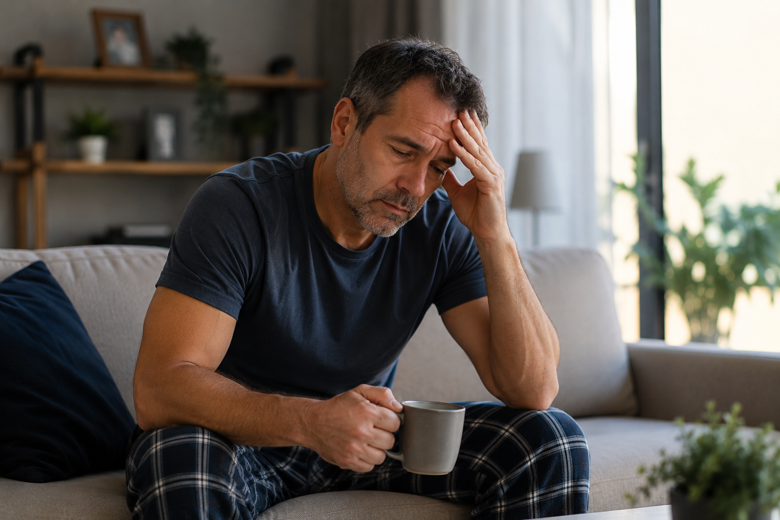 Man researching men's health supplements